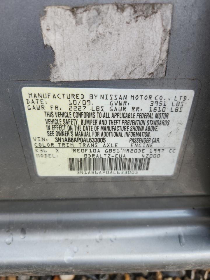 2010 Nissan Sentra 2.0 VIN: 3N1AB6AP0AL633005 Lot: 62666205