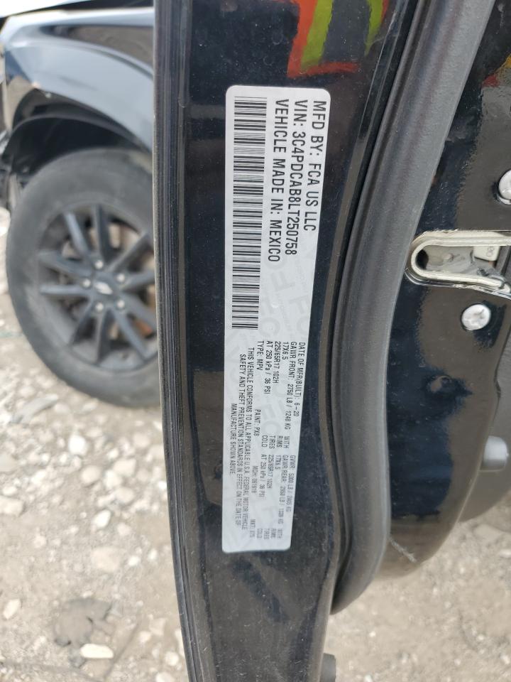 2020 Dodge Journey Se VIN: 3C4PDCAB8LT250758 Lot: 66220935