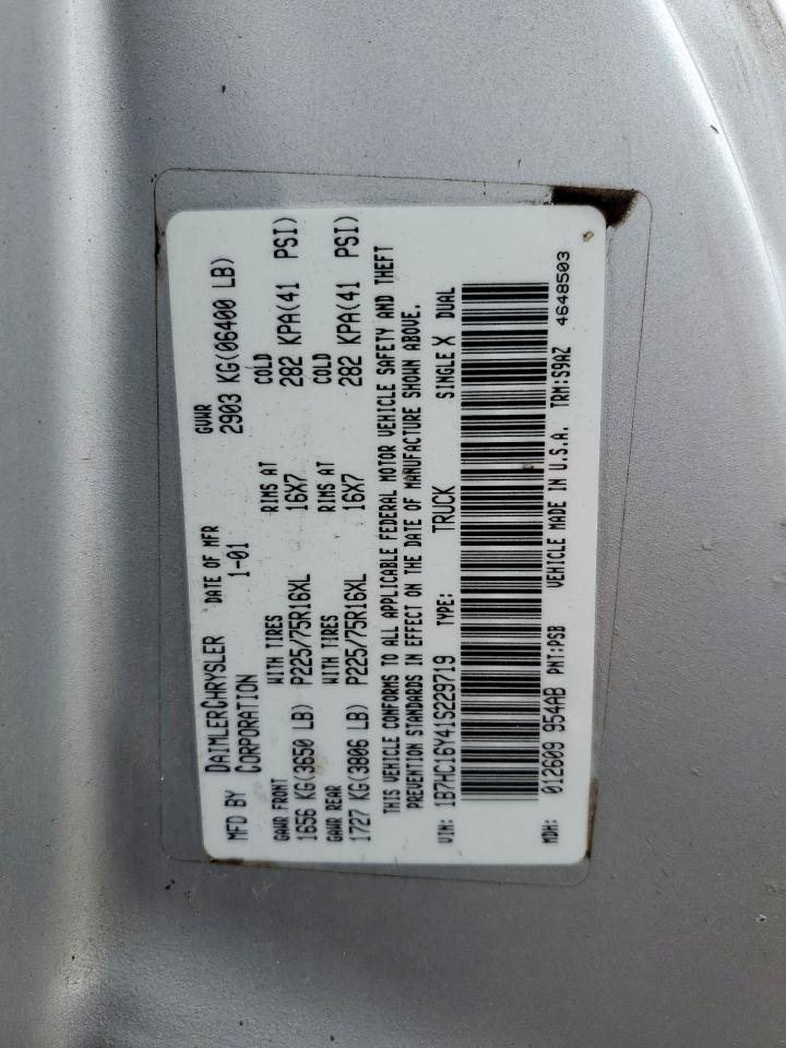 2001 Dodge Ram 1500 VIN: 1B7HC16Y41S229719 Lot: 63458165