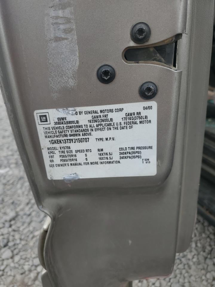 2000 GMC Yukon VIN: 1GKEK13T3YJ150707 Lot: 67240655