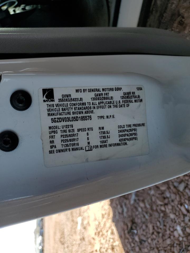 2005 Saturn Relay 2 VIN: 5GZDV03L05D185576 Lot: 62548635