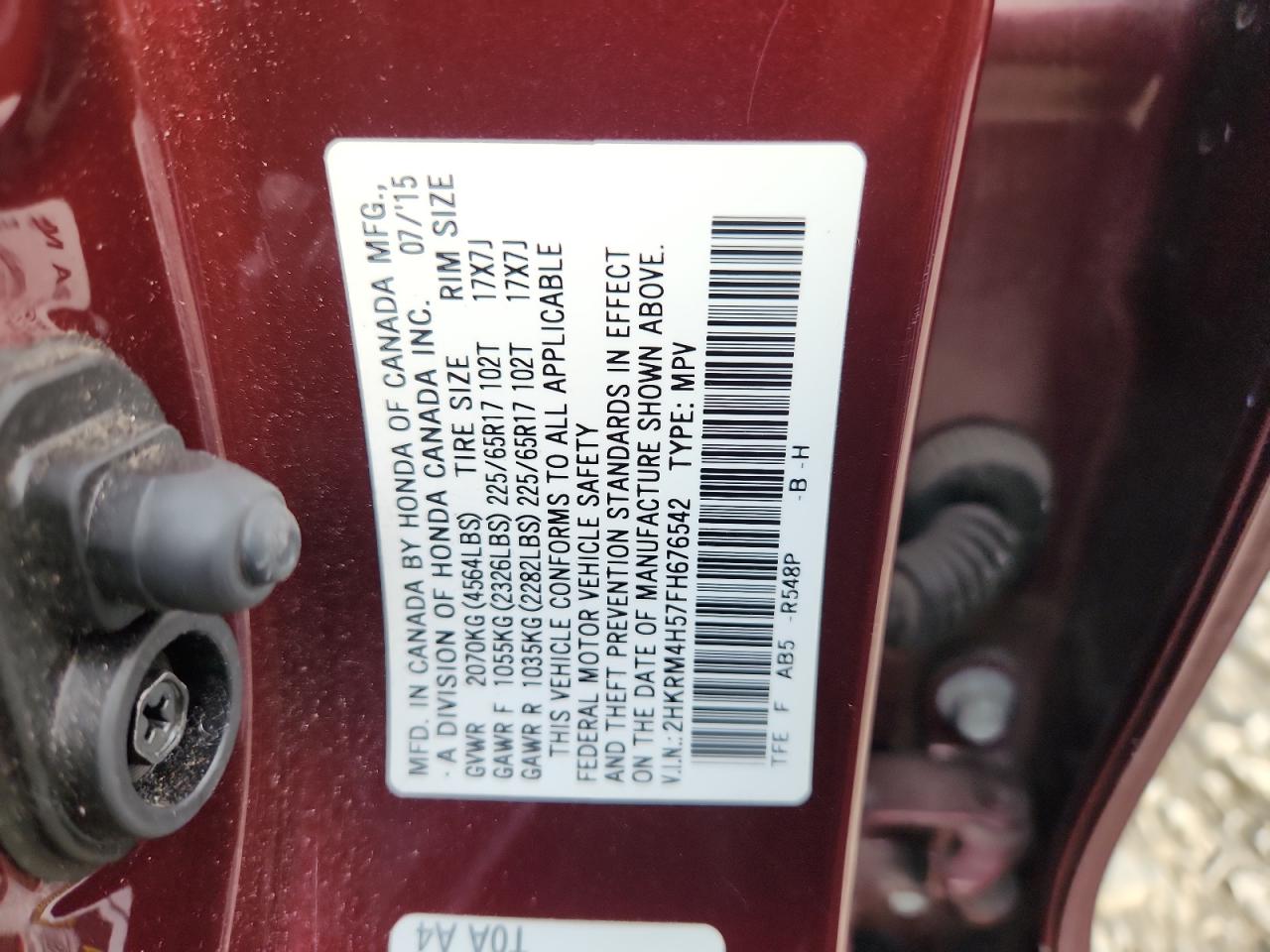 2015 Honda Cr-V Ex VIN: 2HKRM4H57FH676542 Lot: 64738395