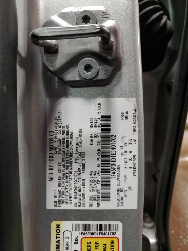 2014 Ford Fusion Se VIN: 1FA6P0HD1E5401702 Lot: 64996685