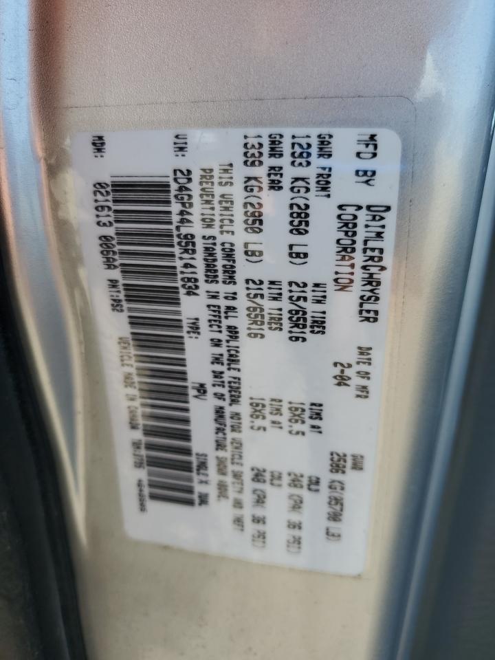 2005 Dodge Grand Caravan Sxt VIN: 2D4GP44L95R141834 Lot: 63323845