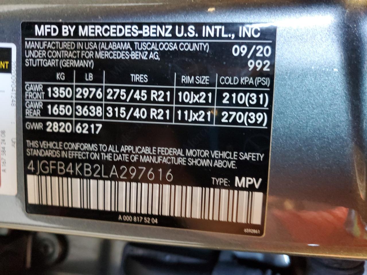 2020 Mercedes-Benz Gle 350 4Matic VIN: 4JGFB4KB2LA297616 Lot: 63590865