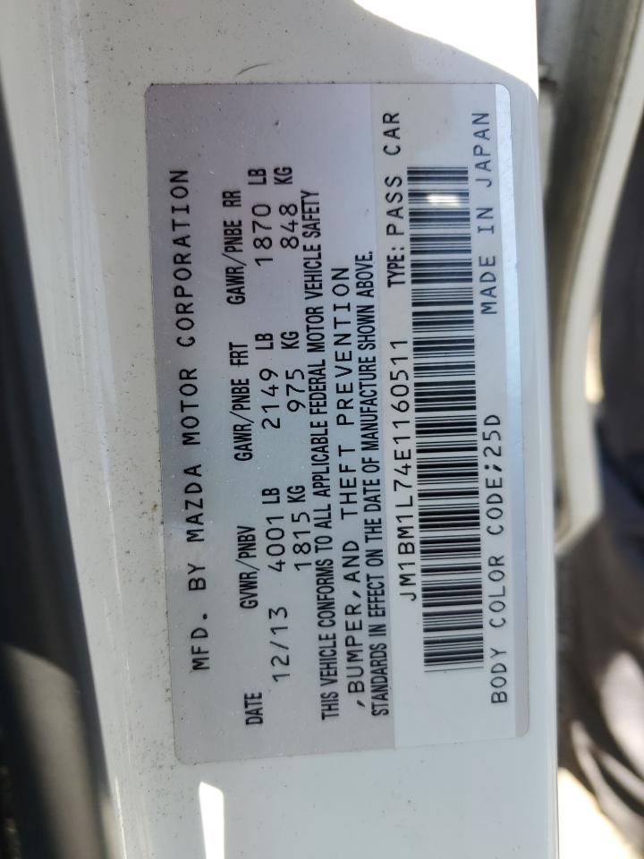 2014 Mazda 3 Touring VIN: JM1BM1L74E1160511 Lot: 64337955