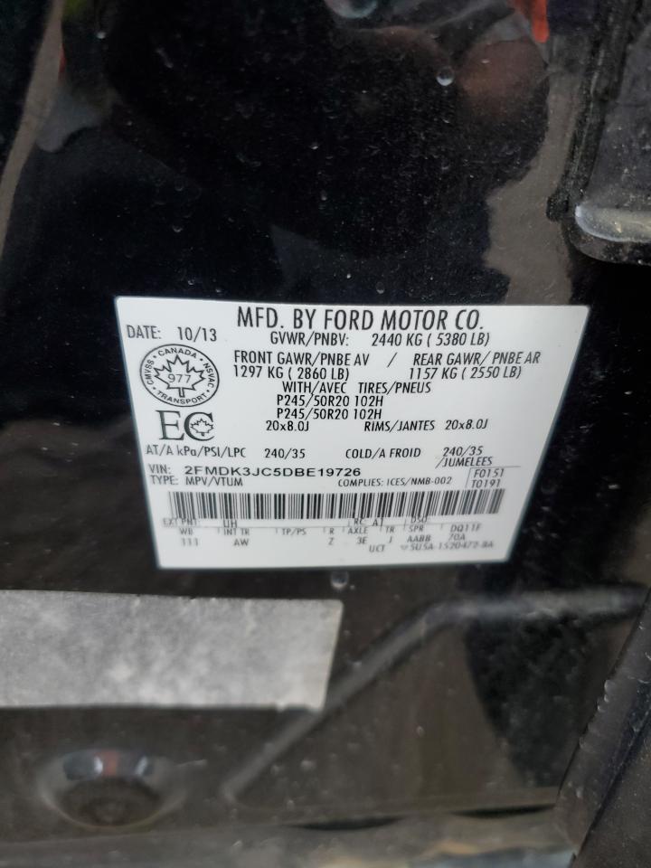 2013 Ford Edge Sel VIN: 2FMDK3JC5DBE19726 Lot: 64268985