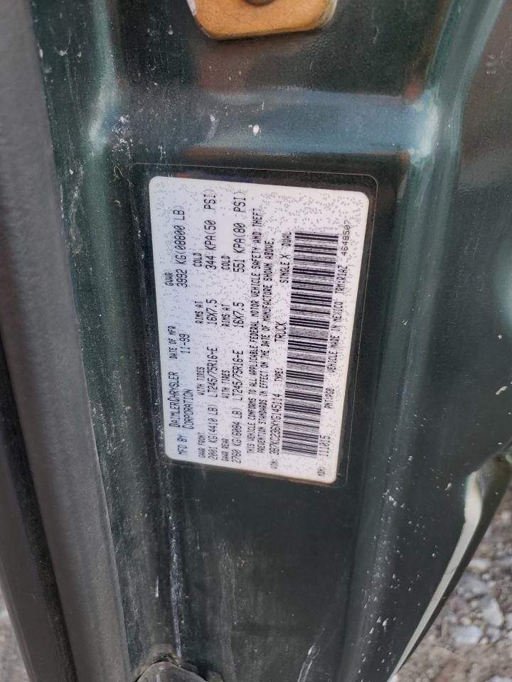 2000 Dodge Ram 2500 VIN: 3B7KC236XYG145114 Lot: 64314695