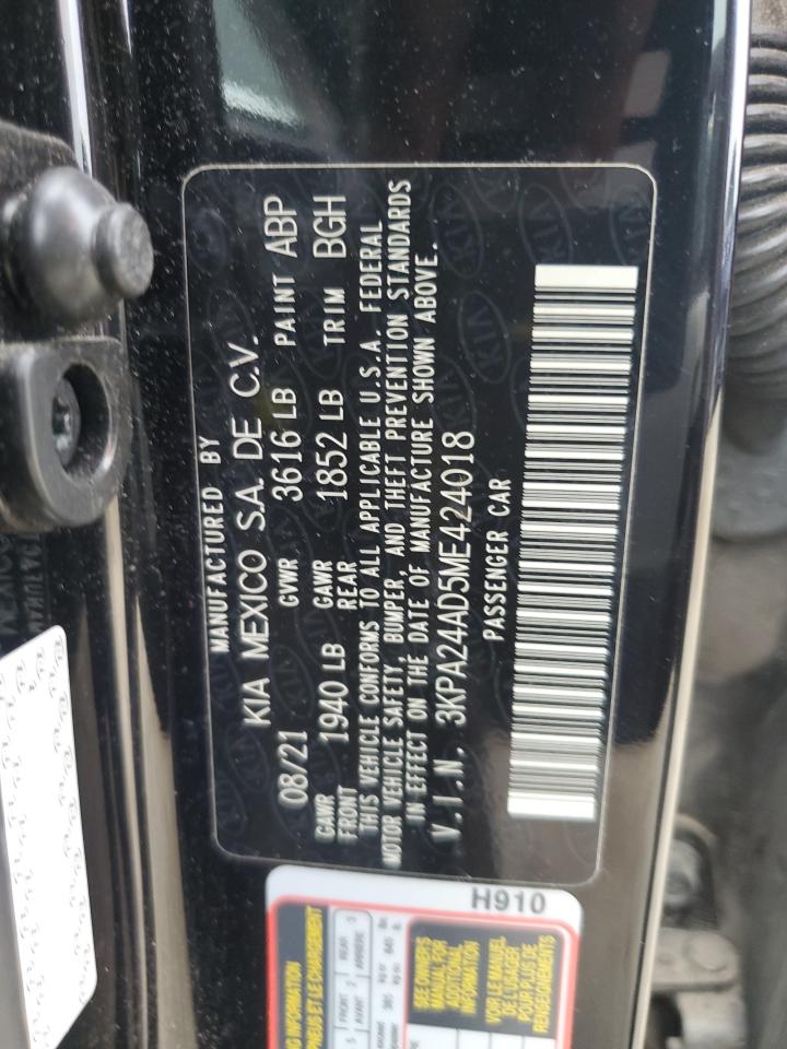 2021 Kia Rio Lx VIN: 3KPA24AD5ME424018 Lot: 64238675