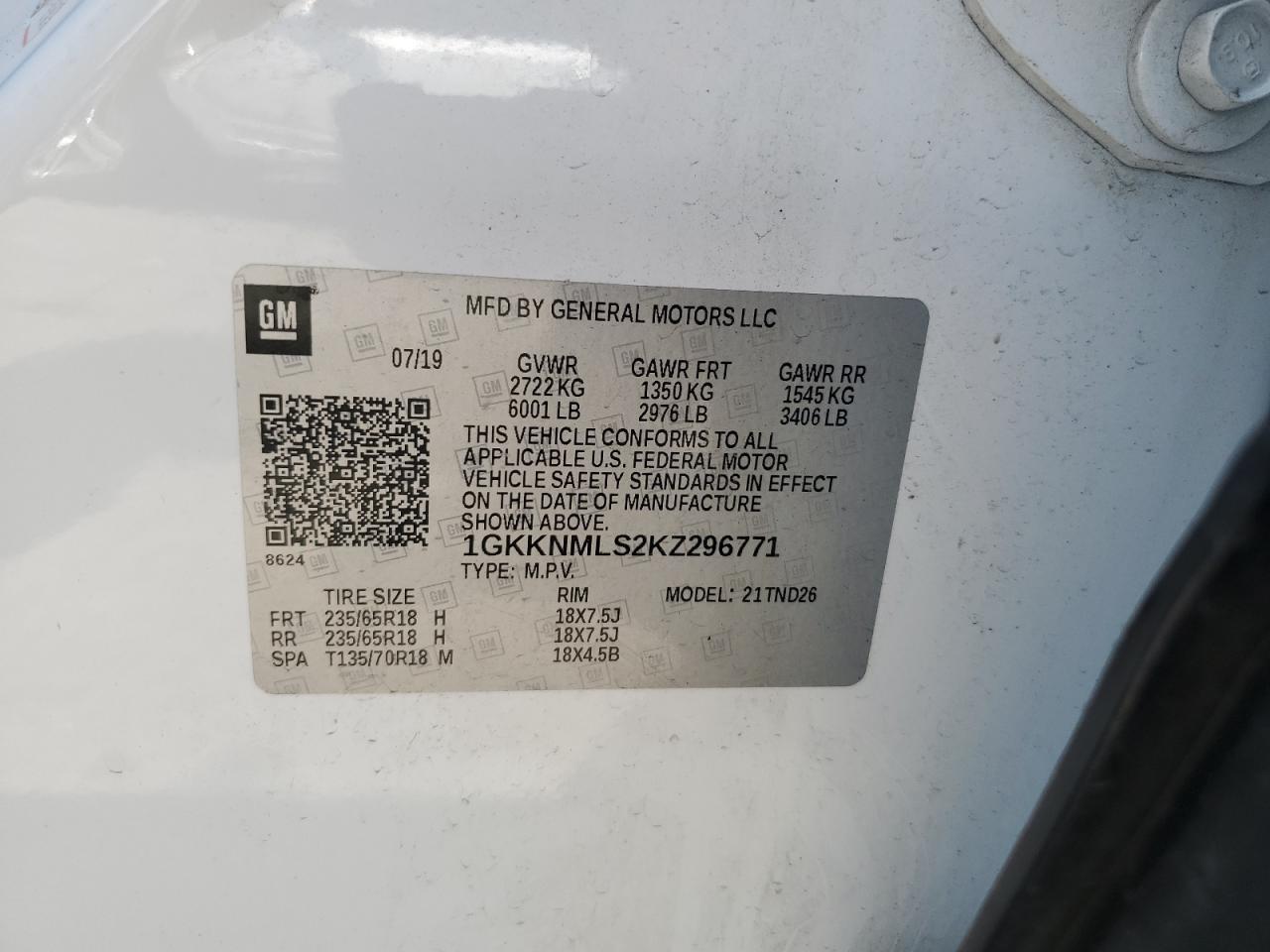 1gkknmls2kz296771 1GKKNMLS2KZ296771 2019 GMC Acadia Slt-1