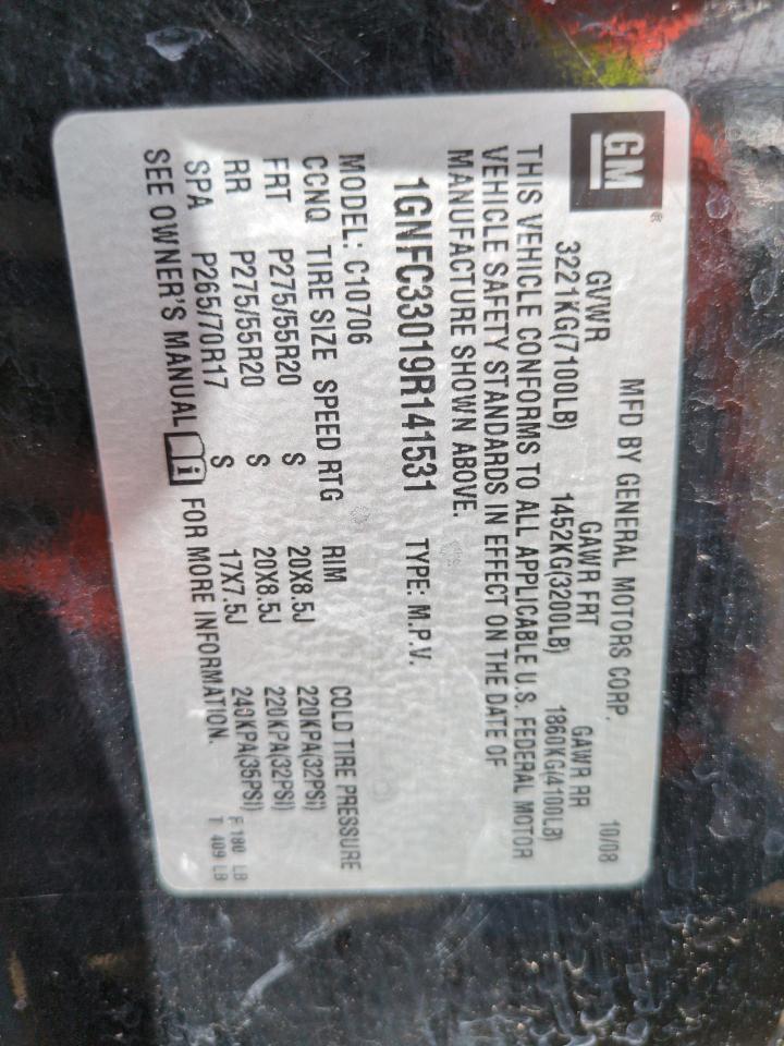 2009 Chevrolet Tahoe C1500 Ltz VIN: 1GNFC33019R141531 Lot: 64512675