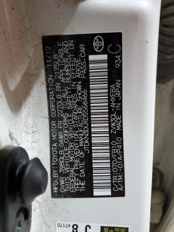 2013 Toyota Prius VIN: JTDKN3DUXD5568466 Lot: 65330045