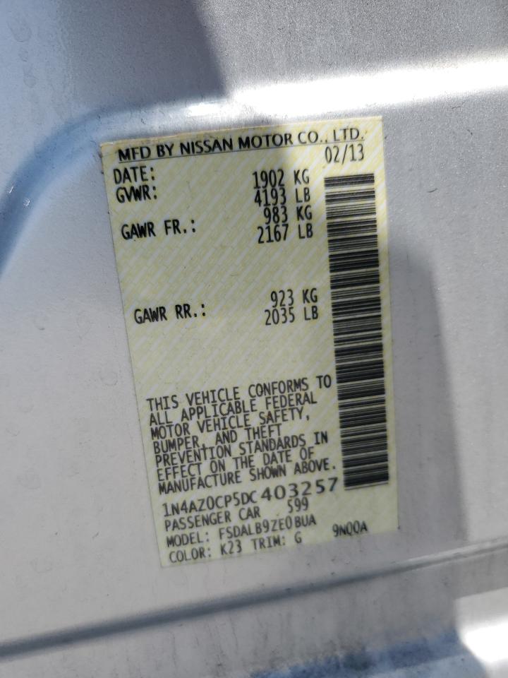 2013 Nissan Leaf S VIN: 1N4AZ0CP5DC403257 Lot: 64851035