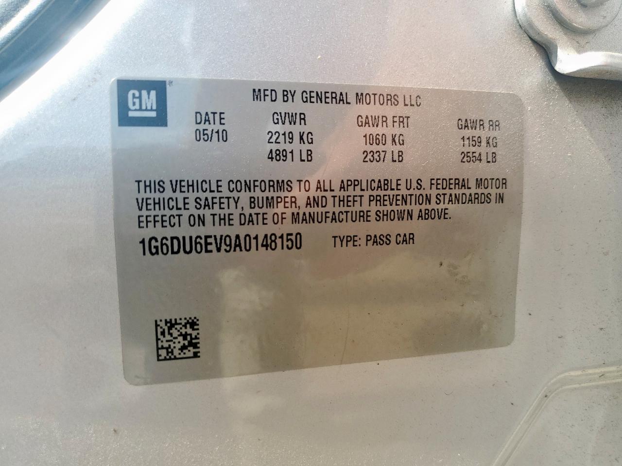 1g6du6ev9a0148150 1G6DU6EV9A0148150 2010 Cadillac Sts