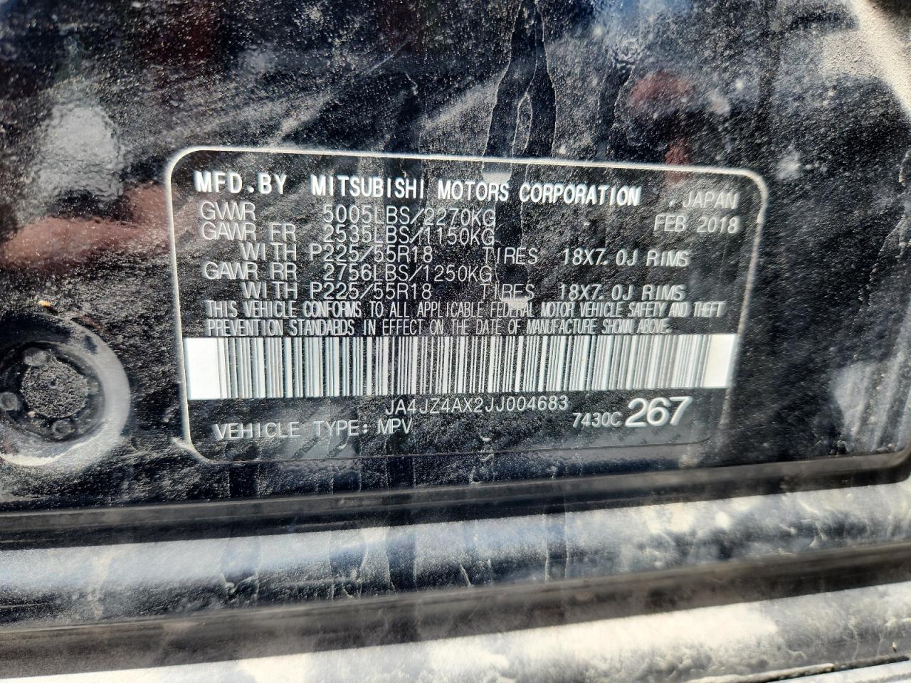 2018 Mitsubishi Outlander Gt VIN: JA4JZ4AX2JJ004683 Lot: 66937245