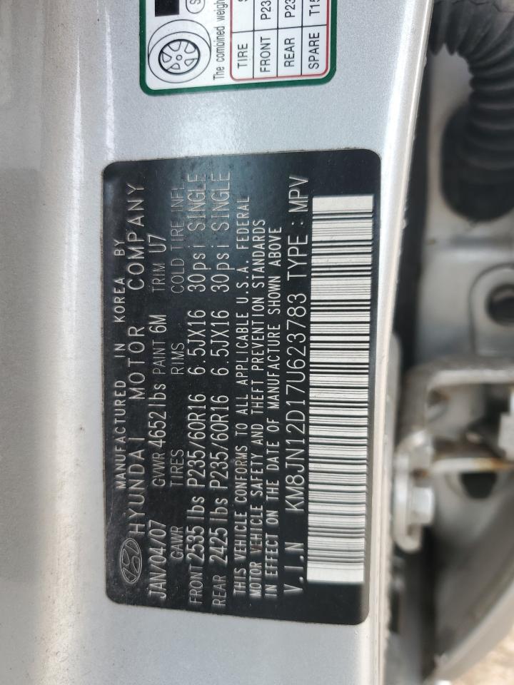 2007 Hyundai Tucson Se VIN: KM8JN12D17U623783 Lot: 65616185