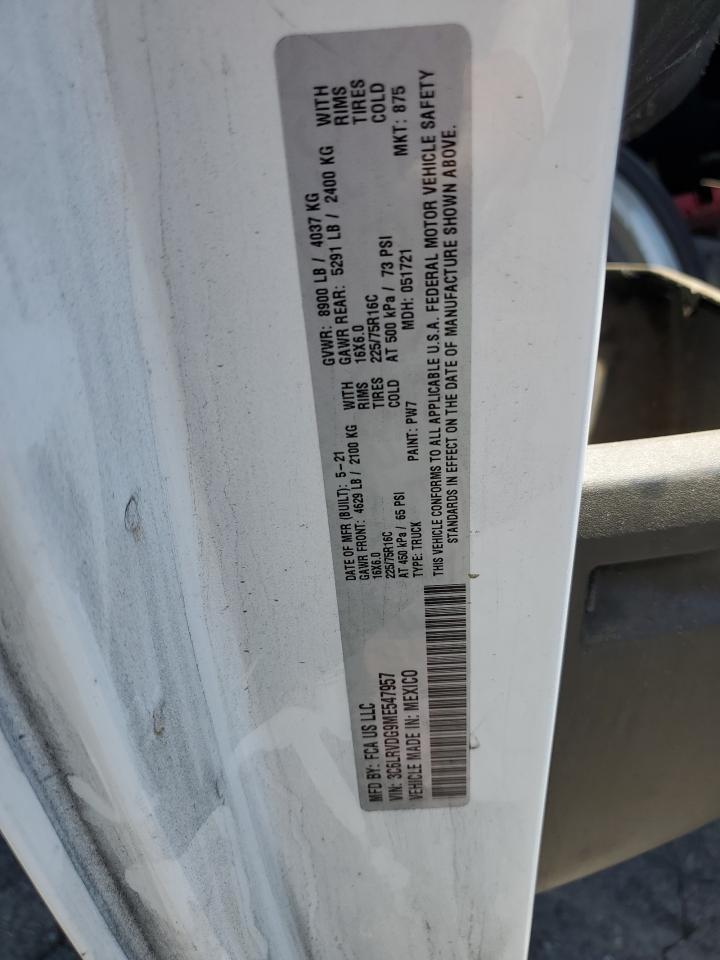 2021 Ram Promaster 2500 2500 High VIN: 3C6LRVDG9ME547957 Lot: 65705305