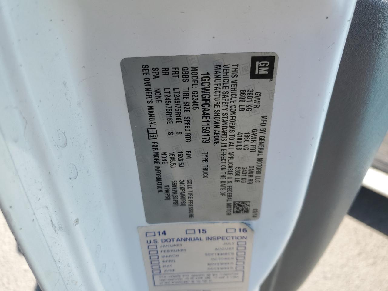 2014 Chevrolet Express G2500 VIN: 1GCWGFCA4E1159179 Lot: 65232675