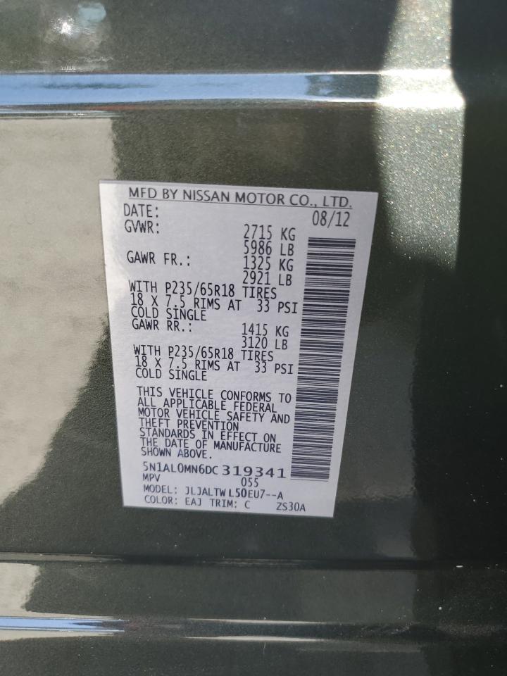 2013 Infiniti Jx35 VIN: 5N1AL0MN6DC319341 Lot: 65962105