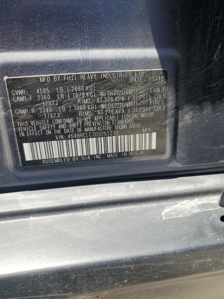 2013 Subaru Outback 2.5I Limited VIN: 4S4BRCLC7D3252219 Lot: 64392225