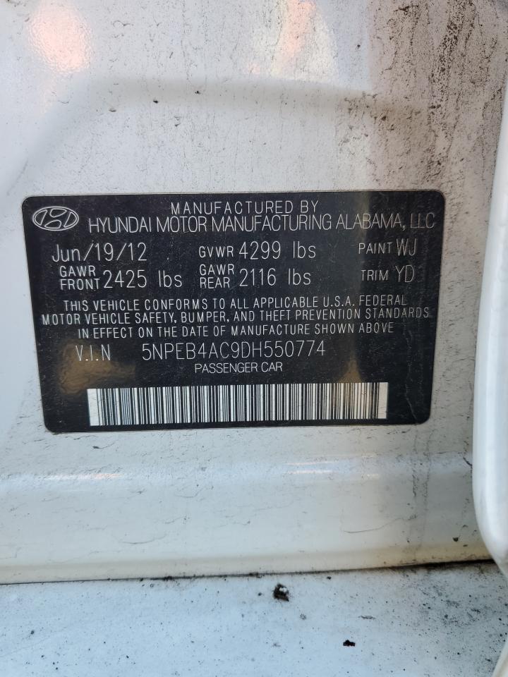 2013 Hyundai Sonata Gls VIN: 5NPEB4AC9DH550774 Lot: 65381265