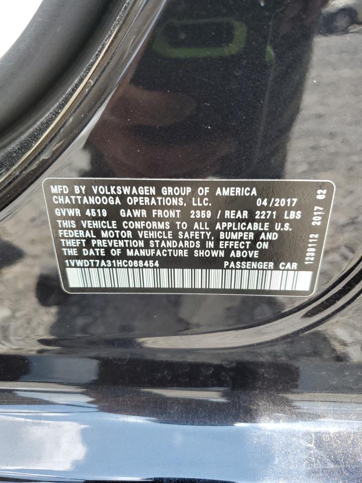 2017 Volkswagen Passat R-Line VIN: 1VWDT7A31HC068454 Lot: 66507695