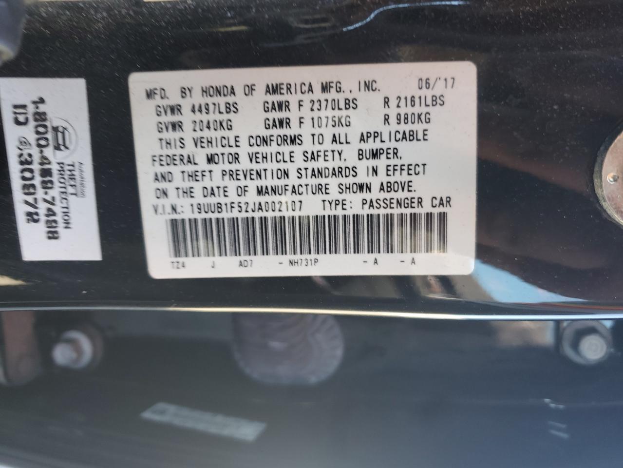 19uub1f52ja002107 19UUB1F52JA002107 2018 Acura Tlx Tech