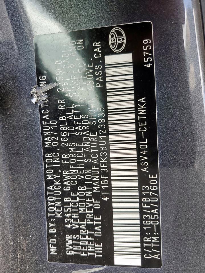 4T1BF3EK3BU123835 2011 Toyota Camry Base