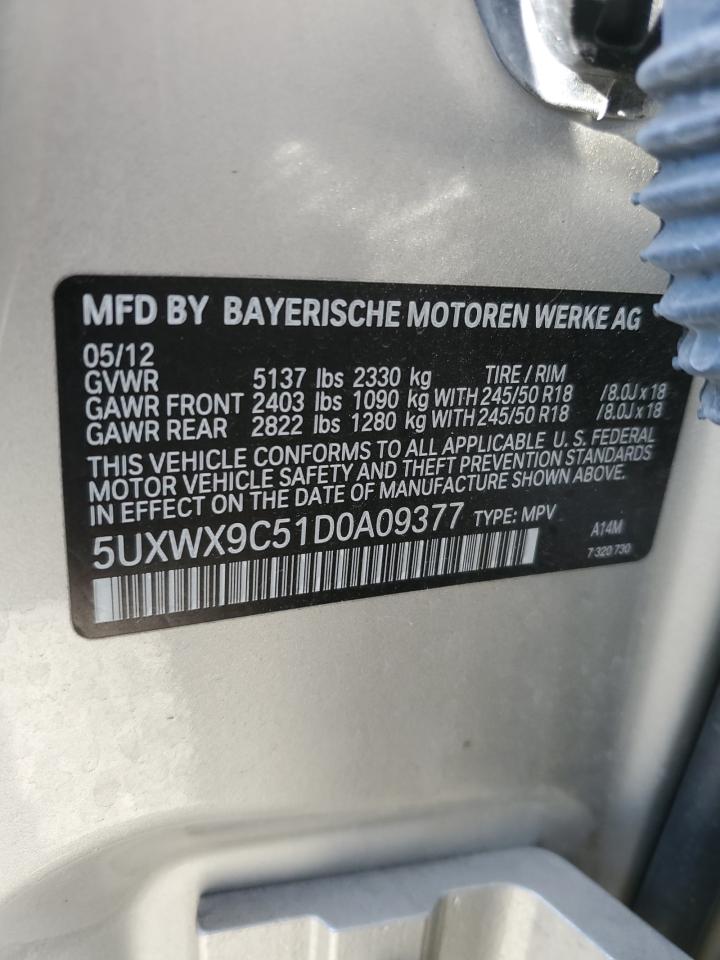 2013 BMW X3 xDrive28I VIN: 5UXWX9C51D0A09377 Lot: 64989315