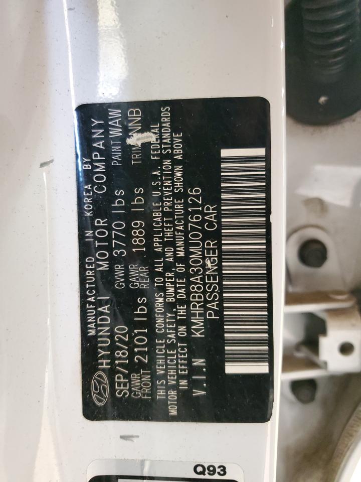 2021 Hyundai Venue Se VIN: KMHRB8A30MU076126 Lot: 64650555