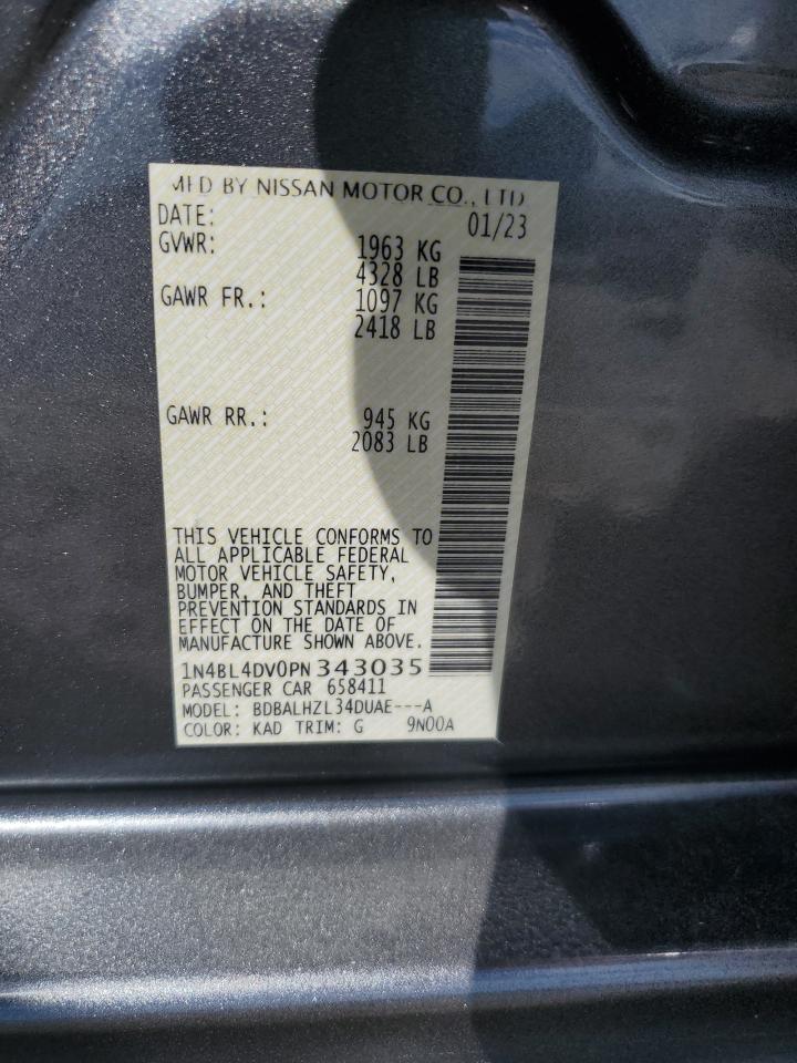 2023 Nissan Altima Sv VIN: 1N4BL4DV0PN343035 Lot: 65355155