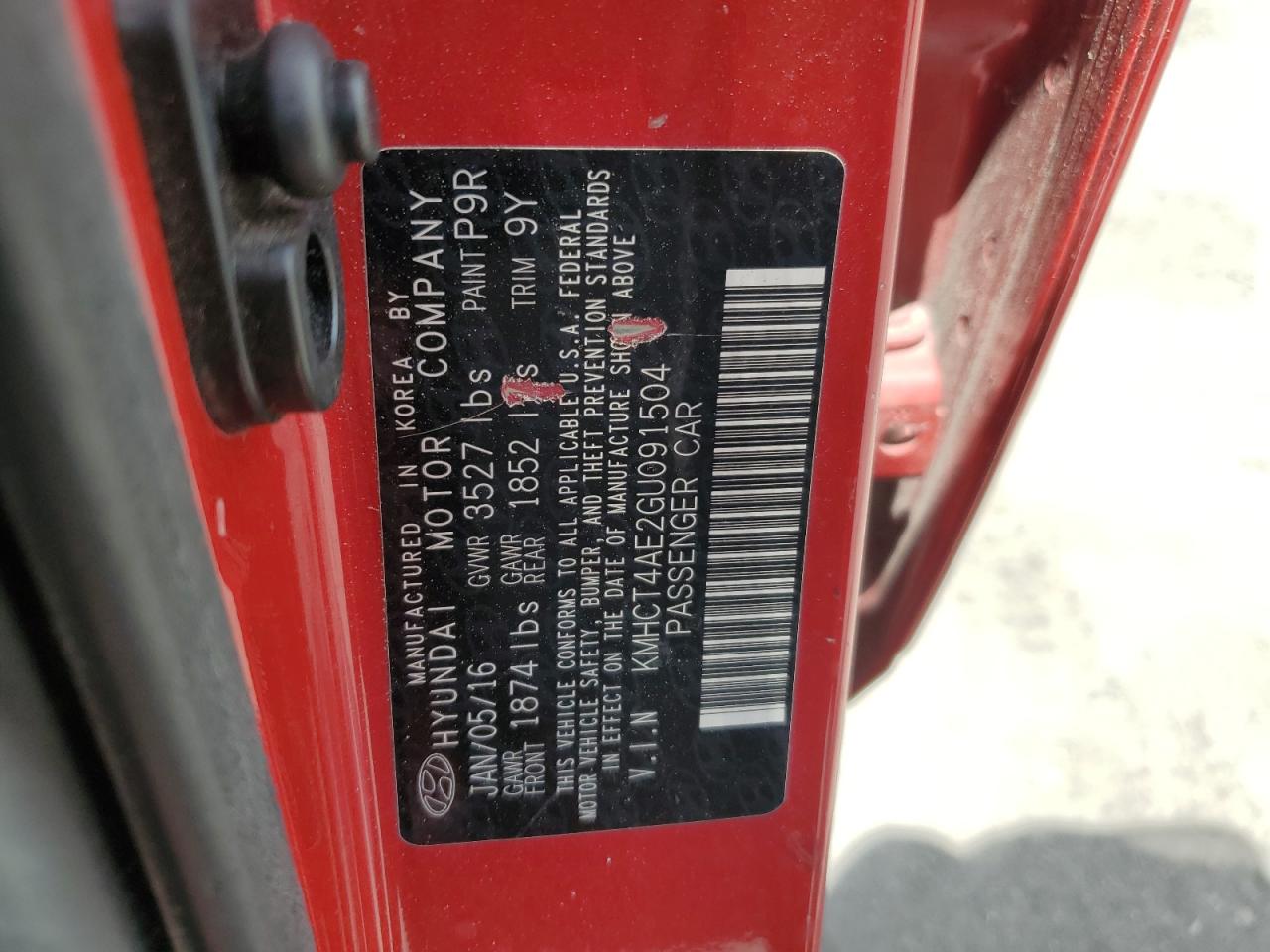 2016 Hyundai Accent Se VIN: KMHCT4AE2GU091504 Lot: 64350555