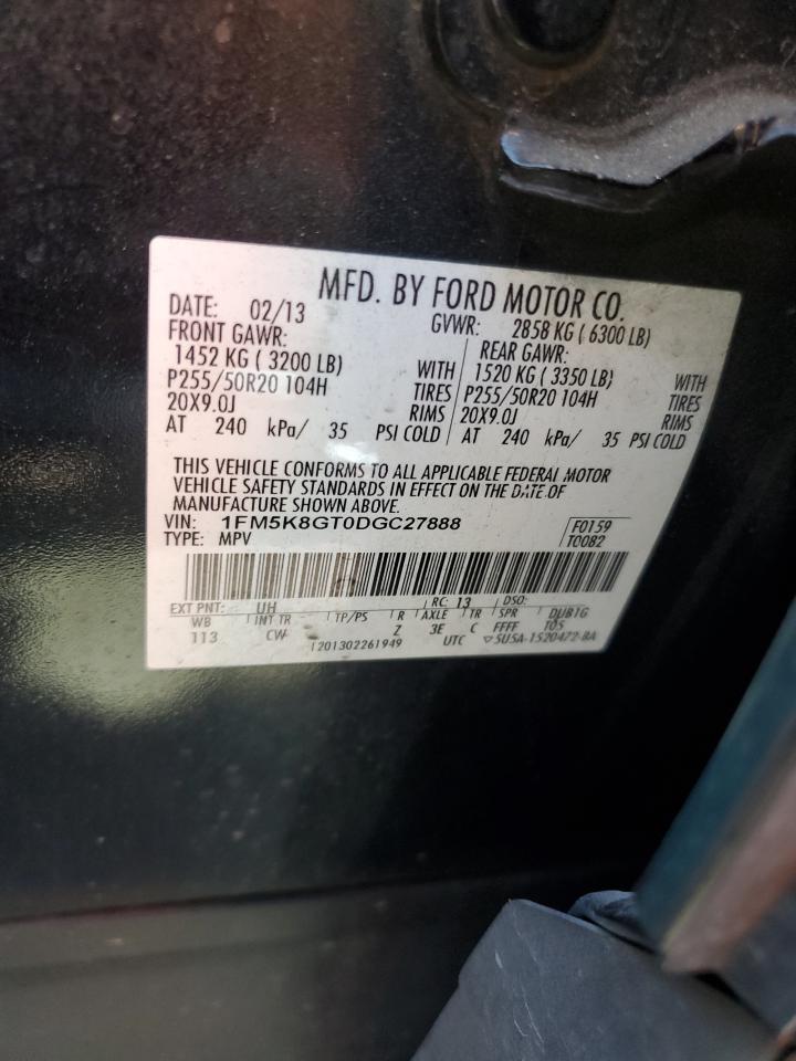 2013 Ford Explorer Sport VIN: 1FM5K8GT0DGC27888 Lot: 65428365