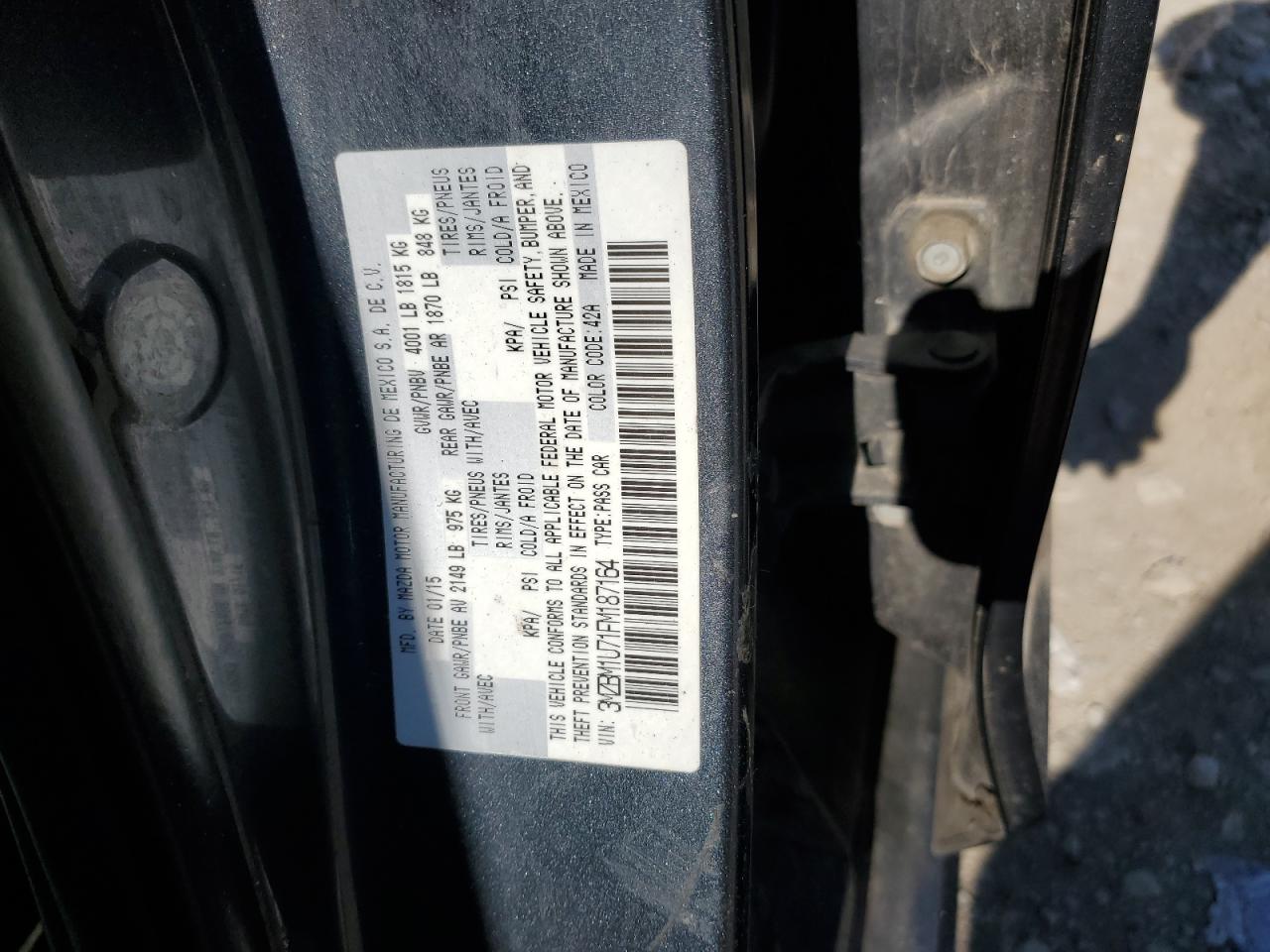 2015 Mazda 3 Sport VIN: 3MZBM1U71FM187164 Lot: 64236195