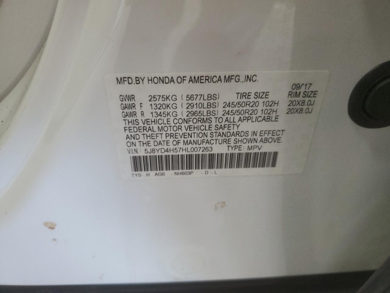 5j8yd4h57hl007263 5J8YD4H57HL007263 2017 Acura Mdx Technology