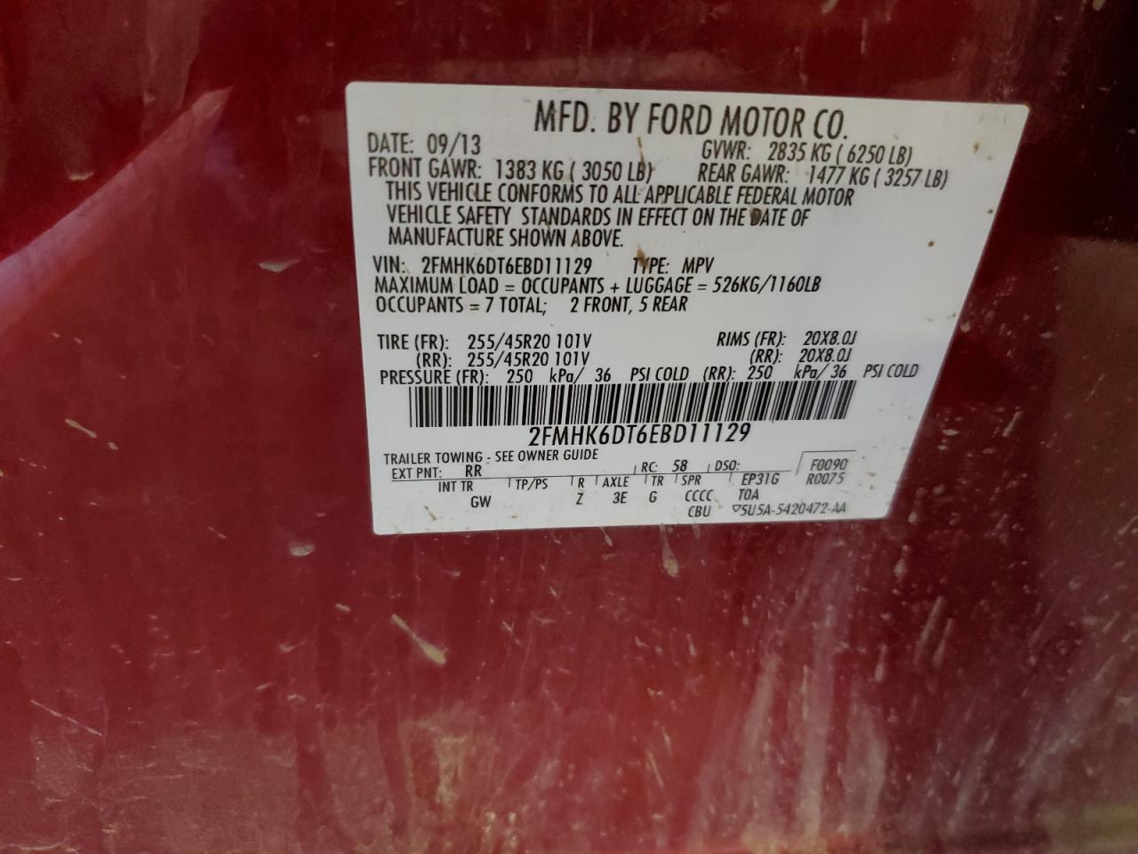 2014 Ford Flex Limited VIN: 2FMHK6DT6EBD11129 Lot: 63461725