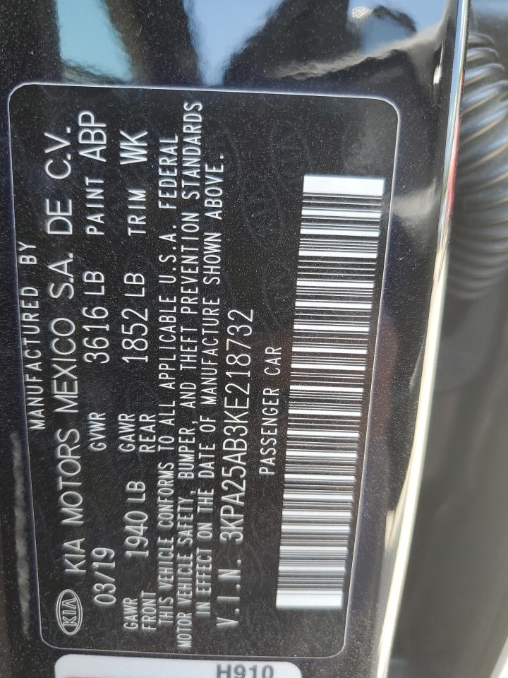 2019 Kia Rio S VIN: 3KPA25AB3KE218732 Lot: 63484445