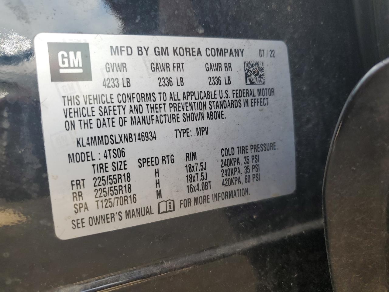 2022 Buick Encore Gx Select VIN: KL4MMDSLXNB146934 Lot: 65084265