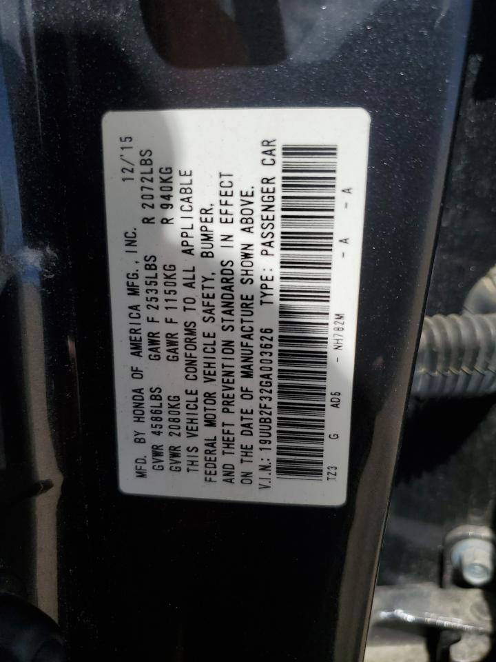 2016 Acura Tlx VIN: 19UUB2F32GA003626 Lot: 63226445