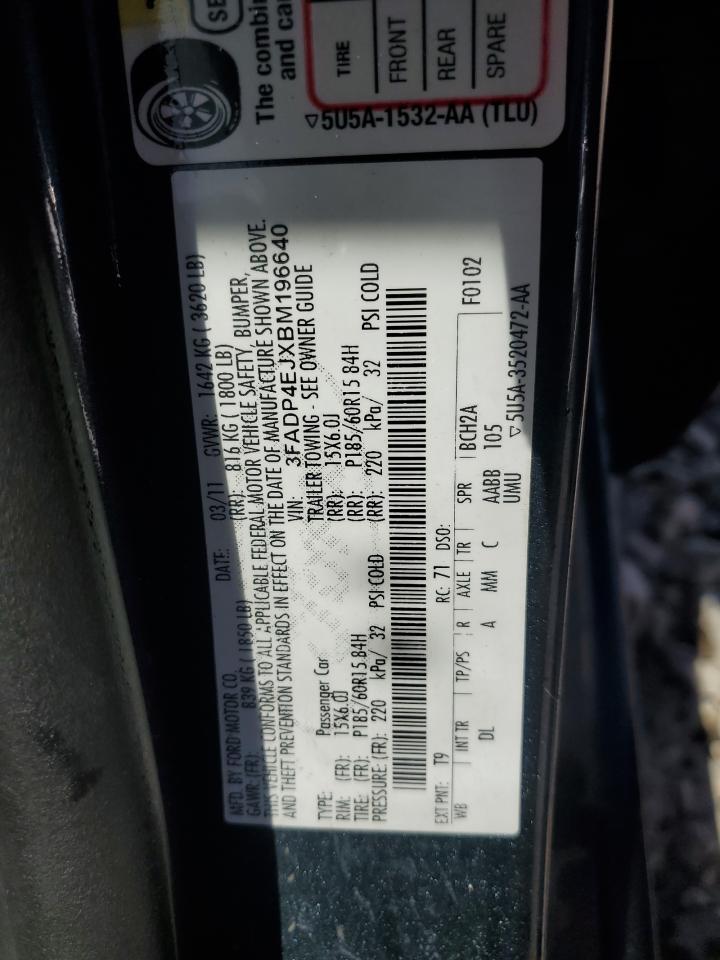 2011 Ford Fiesta Se VIN: 3FADP4EJXBM196640 Lot: 64479785