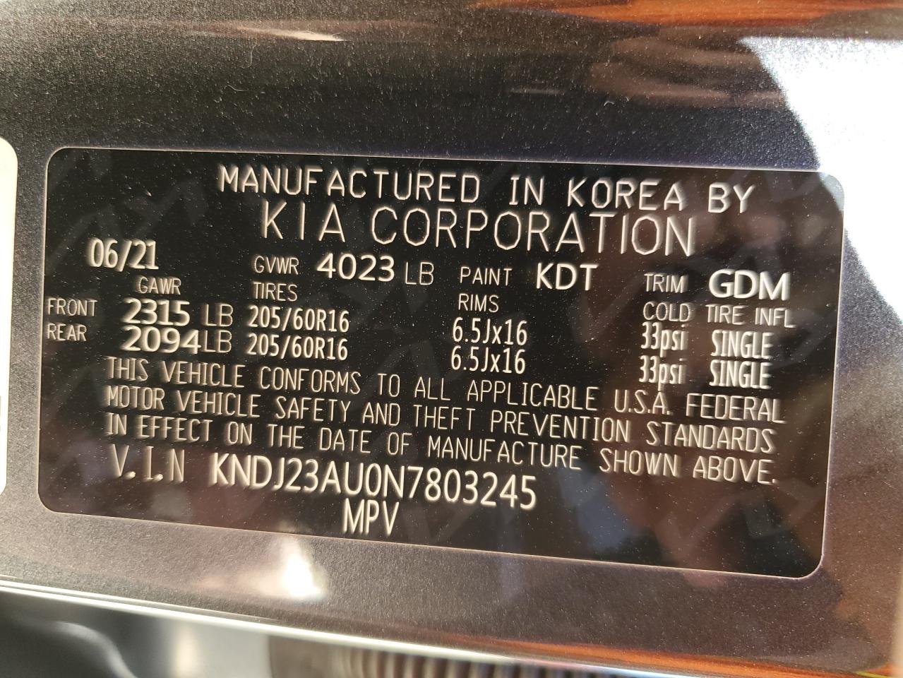 2022 Kia Soul Lx VIN: KNDJ23AU0N7803245 Lot: 66748515