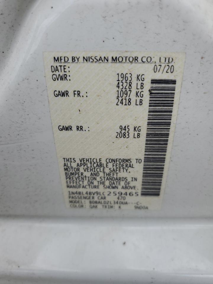 2020 Nissan Altima S VIN: 1N4BL4BV9LC259465 Lot: 62834085