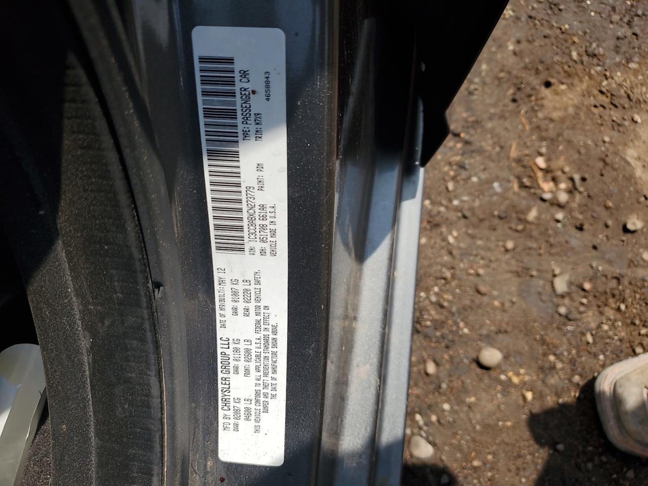2012 Chrysler 200 Lx VIN: 1C3CCBABXCN273779 Lot: 64978695