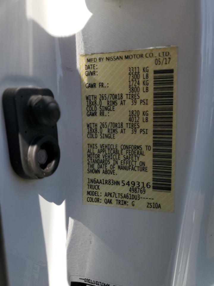 2017 Nissan Titan S VIN: 1N6AA1R83HN549316 Lot: 64649685