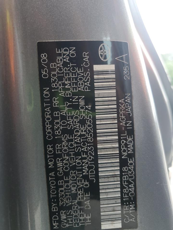 2008 Toyota Yaris VIN: JTDJT923185205574 Lot: 64565325