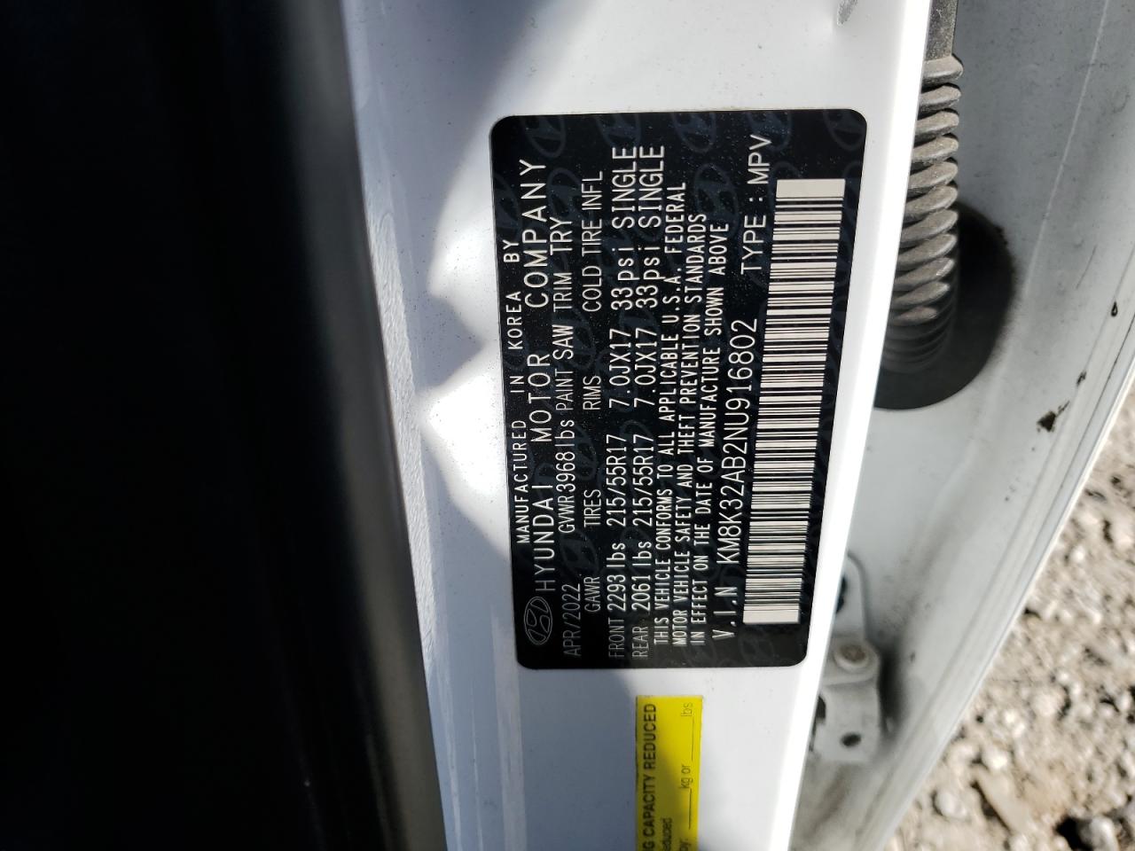 2022 Hyundai Kona Sel VIN: KM8K32AB2NU916802 Lot: 66158185