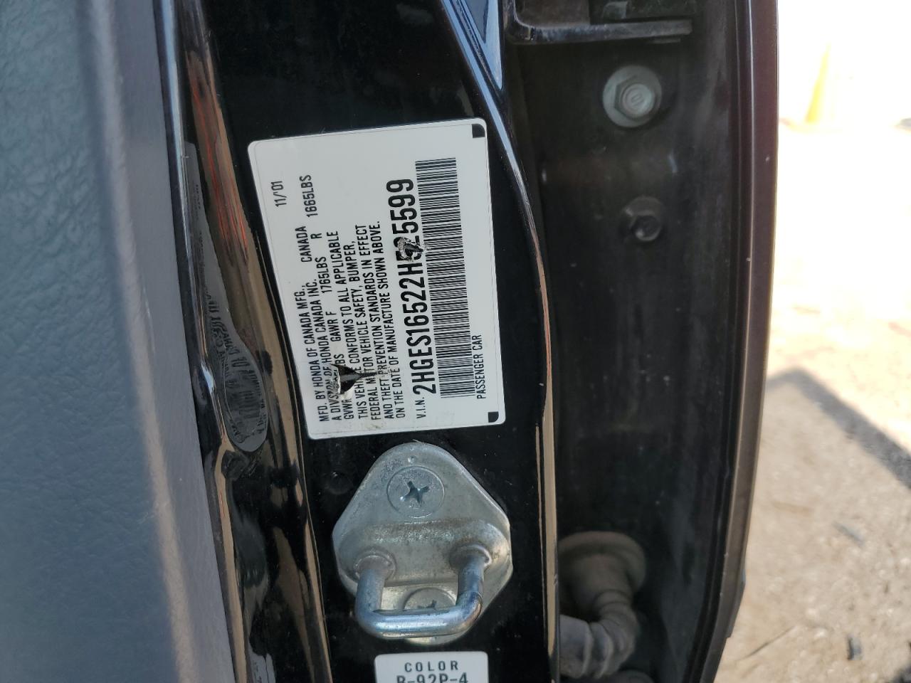 2002 Honda Civic Lx VIN: 2HGES16522H525599 Lot: 64305805