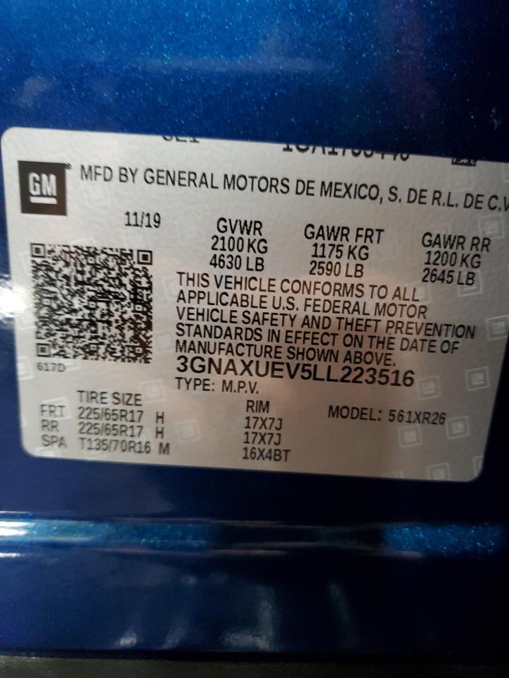 2020 Chevrolet Equinox Lt VIN: 3GNAXUEV5LL223516 Lot: 65257175