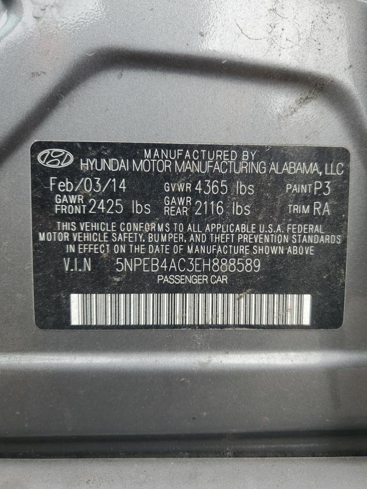 2014 Hyundai Sonata Gls VIN: 5NPEB4AC3EH888589 Lot: 65399915