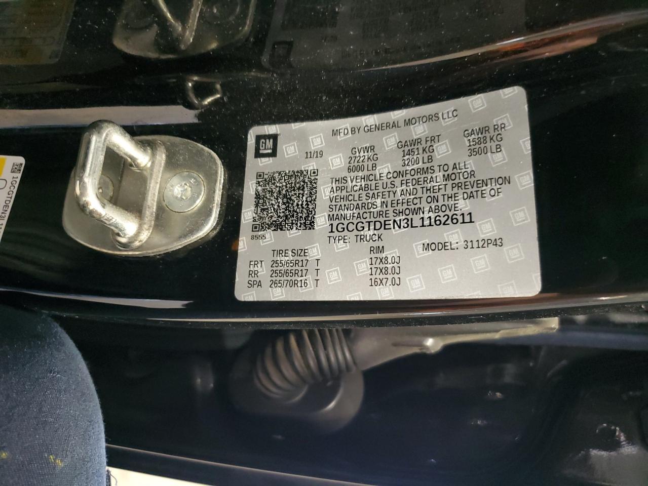 1gcgtden3l1162611 1GCGTDEN3L1162611 2020 Chevrolet Colorado Z71